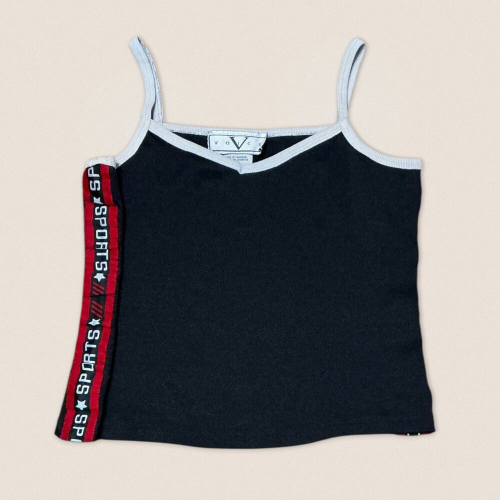 Y2K 2000s Sports Spaghetti Strap Black Cami Tank Top - Size Large‎